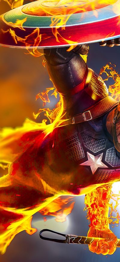 Fond d'écran iPhone Captain America 4k Burning Hammer