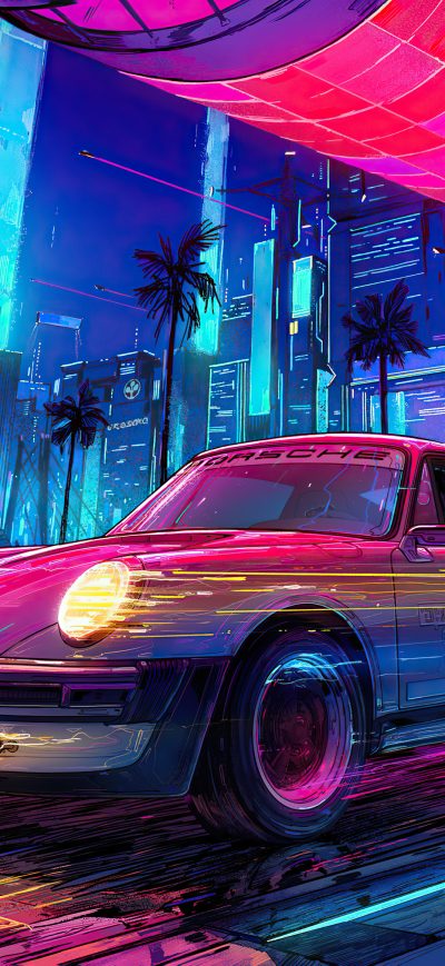 Fond d'écran iPhone Porsche X Cyberpunk 2077
