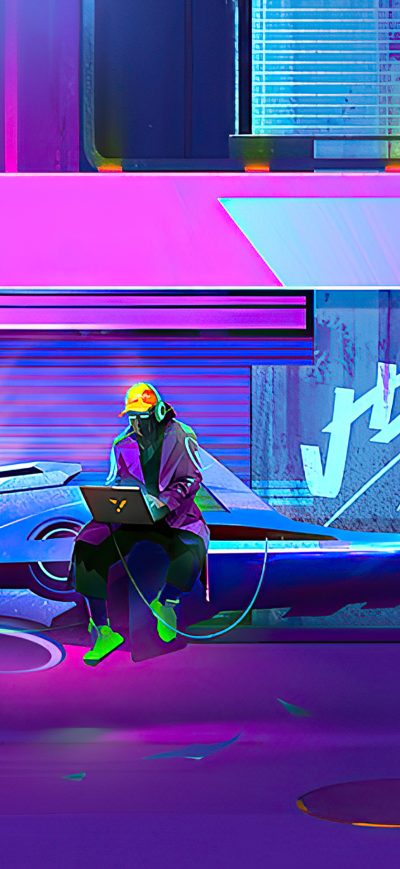 Fond d'écran iPhone Cyberpunk Hacker Time
