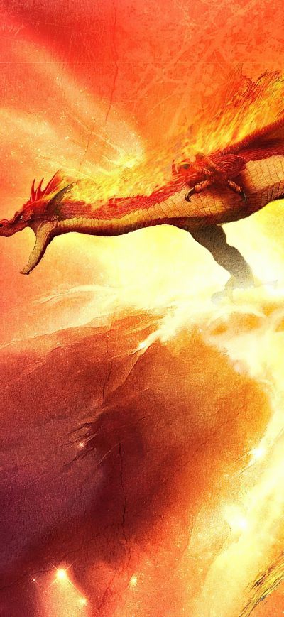 Fond d'écran iPhone Dragon Throwing Flame Art 4k