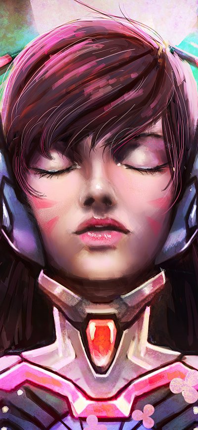 Fond d'écran iPhone Dva Overwatch Closed Eyes 4k