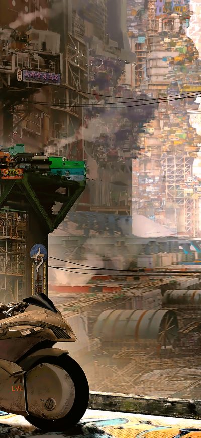 Fond d'écran iPhone Cyber City Cyberpunk Science Fiction 4k