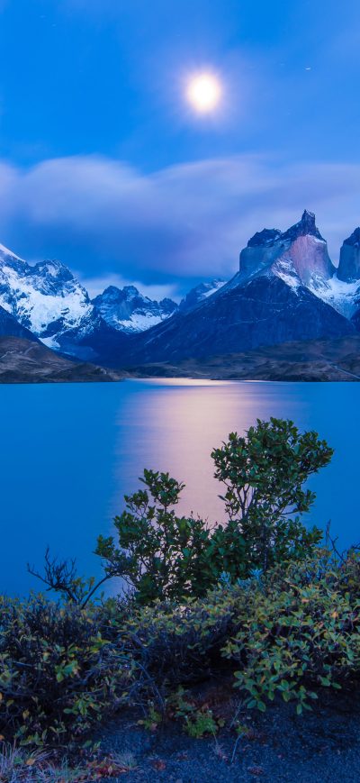 Fond d'écran iPhone Chile Earth Lake Landscape Moon Night Twilight