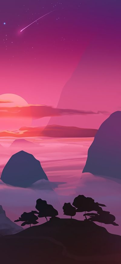 Fond d'écran iPhone Pink Sunset Minimal 4k