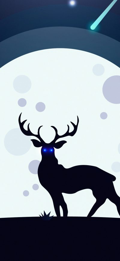 Fond d'écran iPhone Reindeer Glowing Blue Eyes Moon 5k