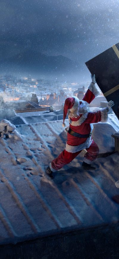 Fond d'écran iPhone Santa Claus Chimne Present Delivery