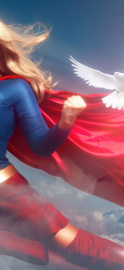Fond d'écran iPhone Supergirl And Doves 8k