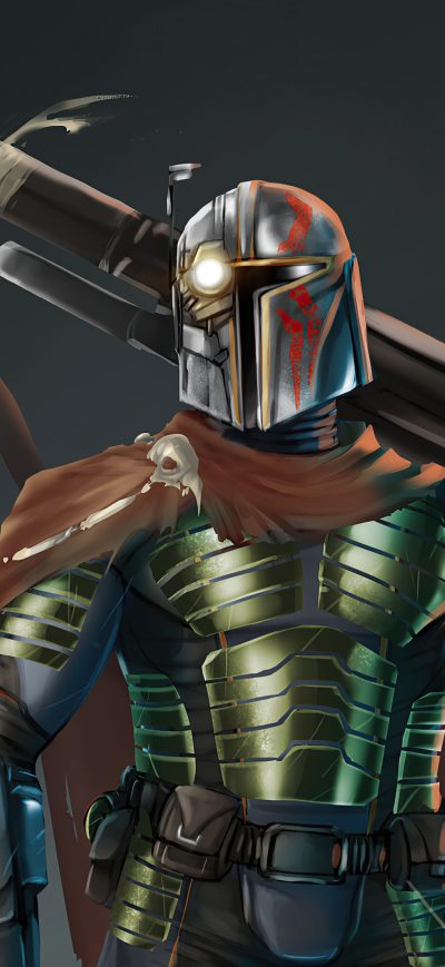 Fond d'écran The Mandalorian New Suit 4k sur iPhone