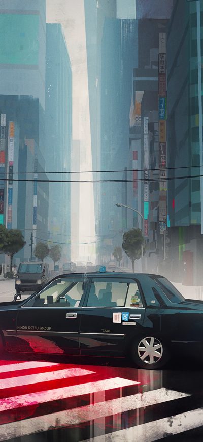 Fond d'écran iPhone The Tokyo Street Taxi 4k