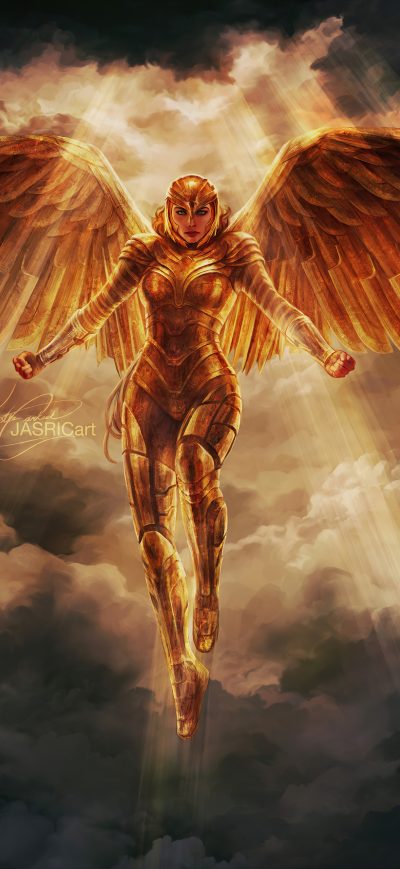 Fond d'écran iPhone Wonder Woman 1984 Golden Wings Suit 5k