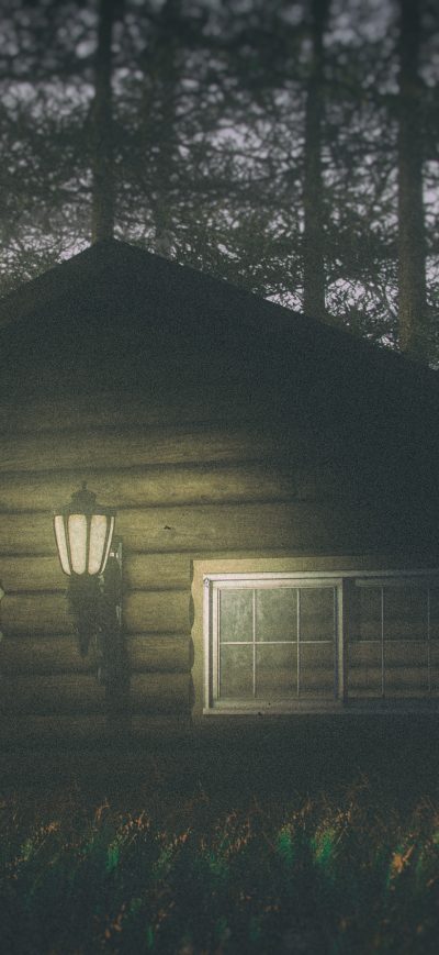 Fond d'écran iPhone House In Forest Darkness 4k
