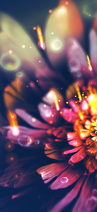 Fond d'écran iPhone Digital Flower Fractal Arts 4k