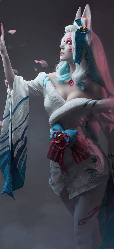 Fond d'écran iPhone League Of Legends Spirit Blossom Ahri Cospay 5k