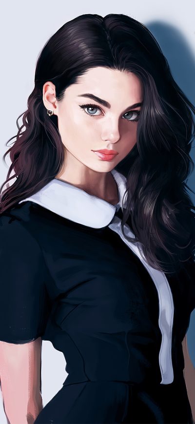 Fond d'écran iPhone Dark Blacked Hair Girl Looking Art 4k