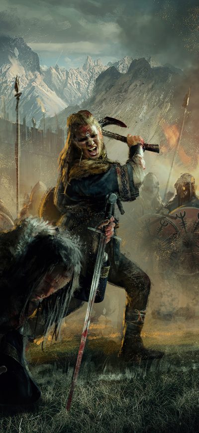 Fond d'écran iPhone Shield Maiden Assassins Creed Valhalla 5k