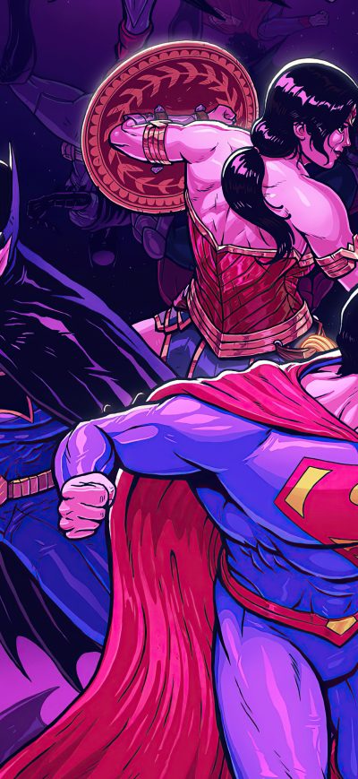 Fond d'écran iPhone Batman Superman Wonder Woman Dc Fandome 4k