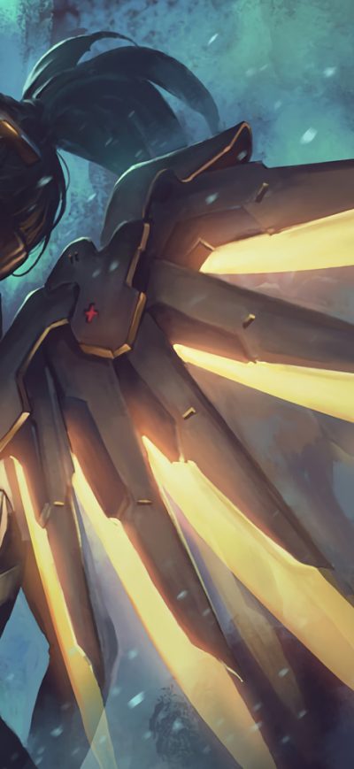 Fond d'écran iPhone Mercy Overwatch Fantasy Art