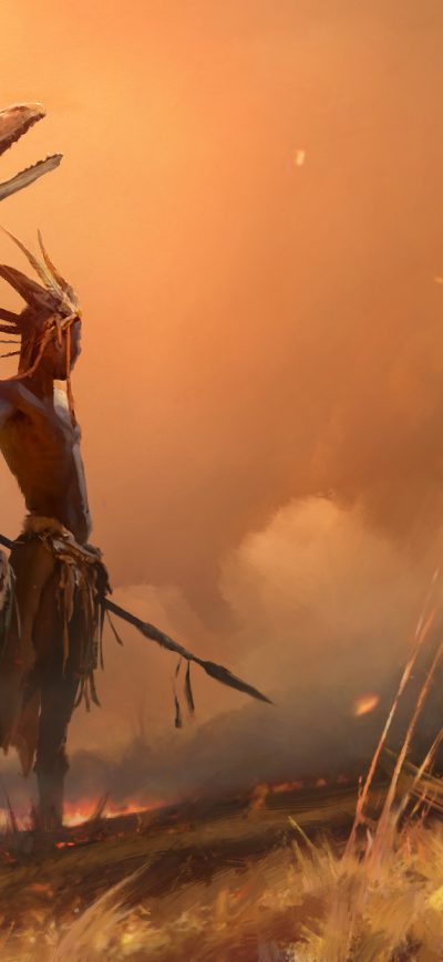Fond d'écran iPhone Warrior Creature Fantasy Fire Artwork
