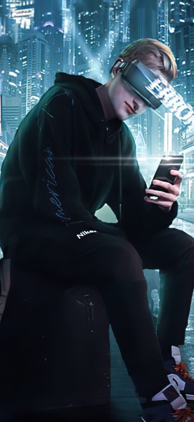 Fond d'écran iPhone Error In City Cyberpunk Boy 4k