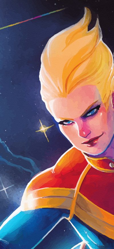 Fond d'écran iPhone Mighty Captain Marvel 4k