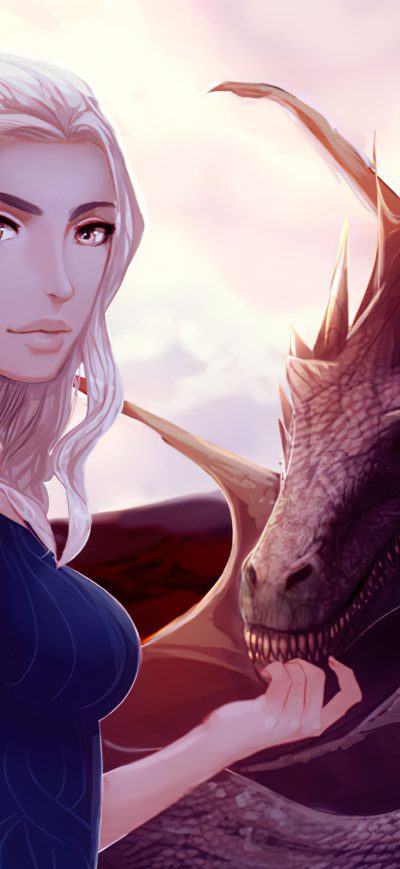 Fond d'écran iPhone Daenerys Targaryen Petting His Dragon
