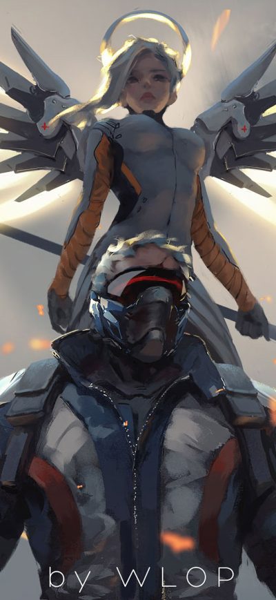 Fond d'écran iPhone Mercy And Soldier 76 Overwatch Artwork