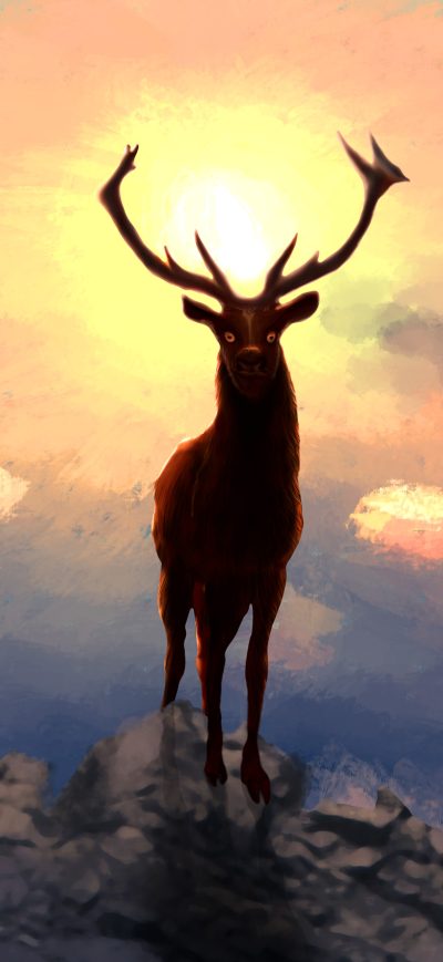 Fond d'écran Deer Artwork 4k sur iPhone