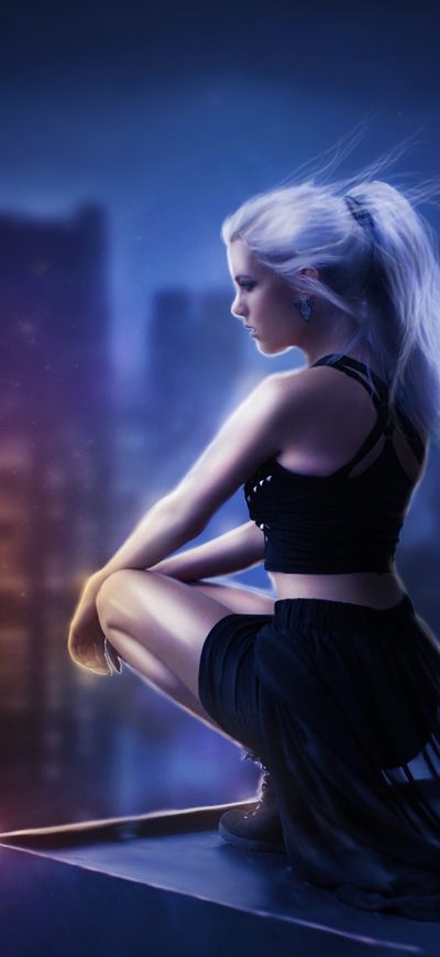Fond d'écran iPhone Girl On Roof Of Building