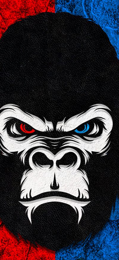 Fond d'écran iPhone Gorilla Red Blue Minimal 5k
