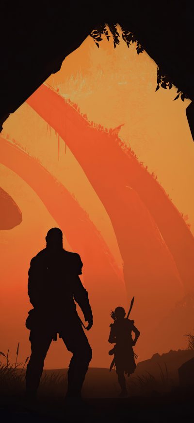 Fond d'écran iPhone Kratos And Atreus God Of War Minimal 5k