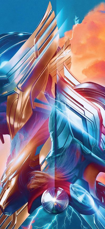 Fond d'écran iPhone Thor Love And Thunder Illustrated Poster