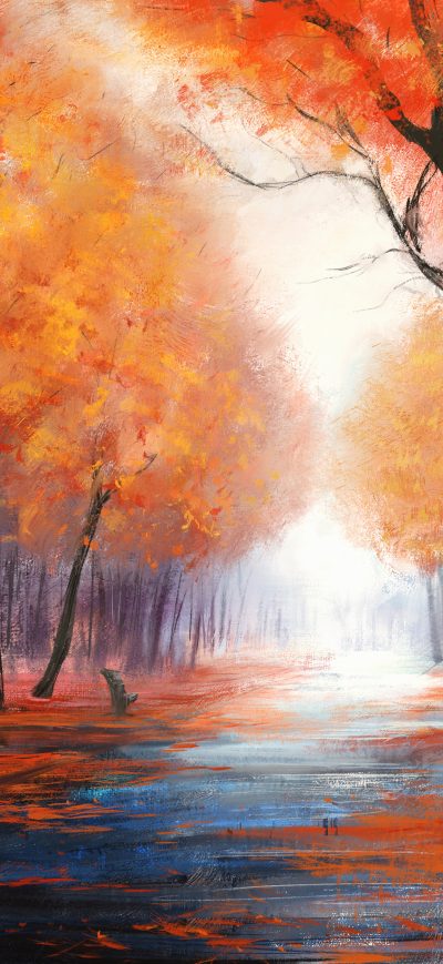 Fond d'écran iPhone Autumn Park Digital Art 4k