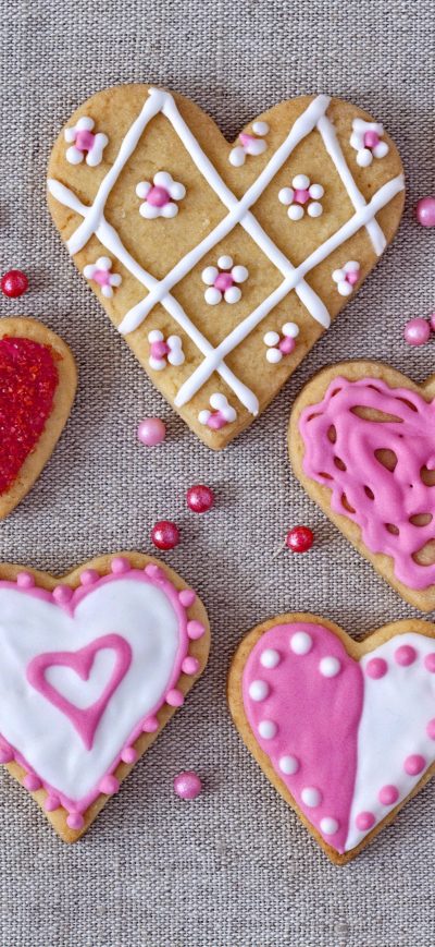 Fond d'écran iPhone Pink Color Heart Shaped Cookies