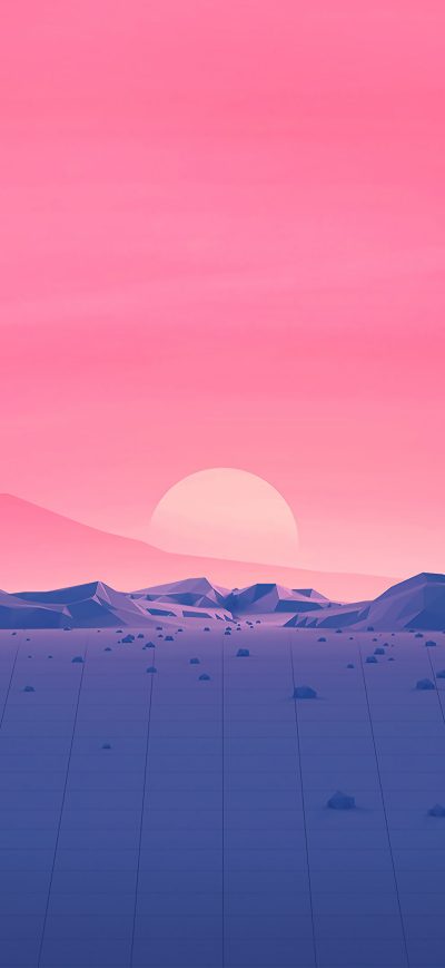 Fond d'écran iPhone Hotizons Sunset Polygon Surface Mountains 4k Minimalism