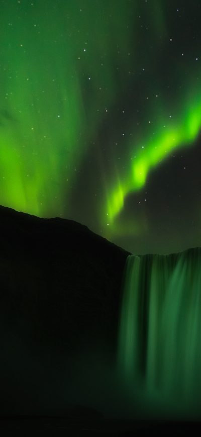 Fond d'écran Skogafoss Aurora sur iPhone
