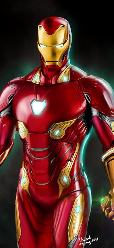 Fond d'écran iPhone Iron Man Infinity Gauntlet Artwork