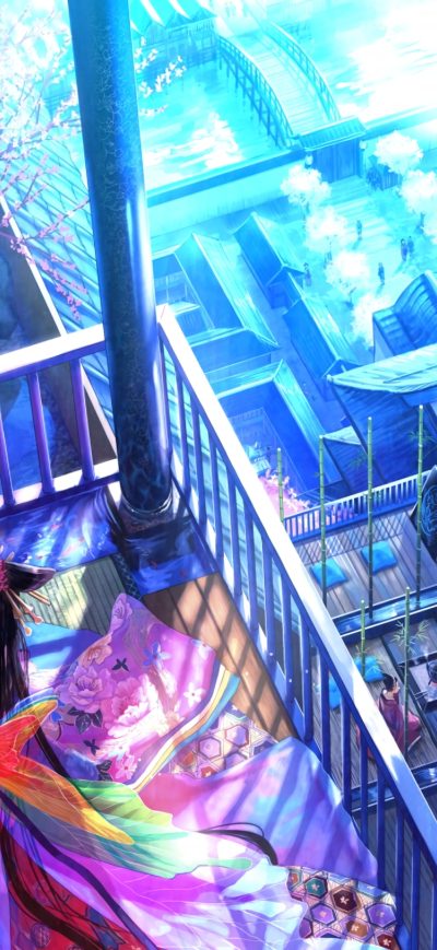 Fond d'écran iPhone Anime Girl Roof 4k