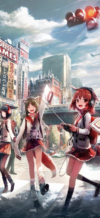 Fond d'écran iPhone Anime Girls Going To School