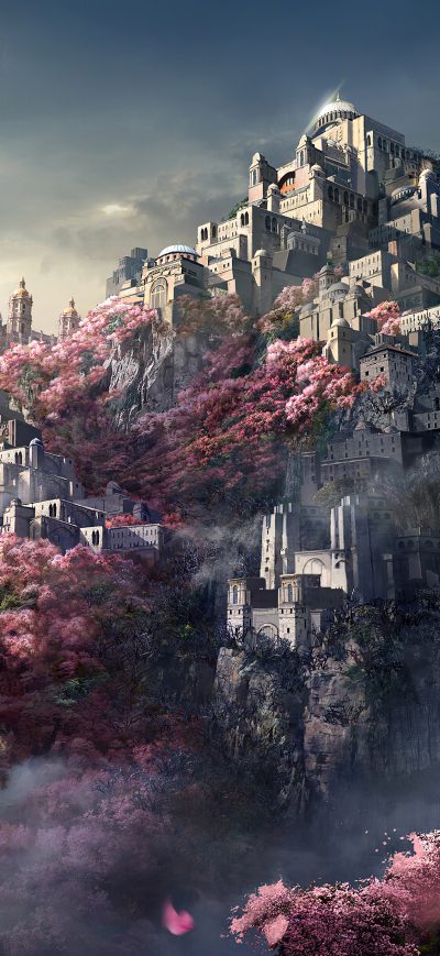 Fond d'écran iPhone Mountain Castle Japan 4k