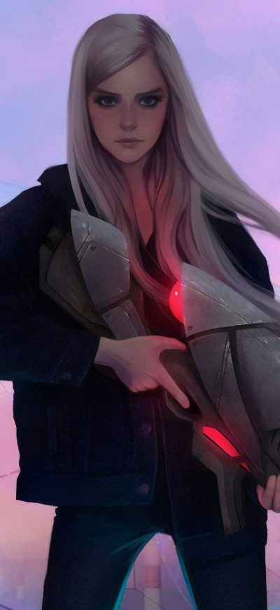 Fond d'écran iPhone Blonde Girl With Gun Science Ficiton