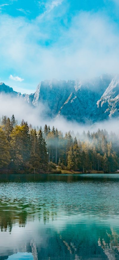 Fond d'écran iPhone Landscape Itlay Forest Mist Mountains 4k