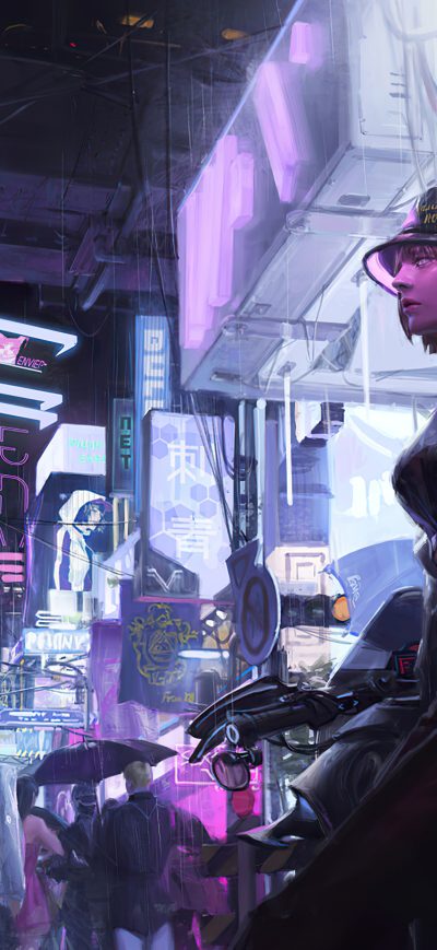 Fond d'écran iPhone Cyber Girl In Cyber City 4k