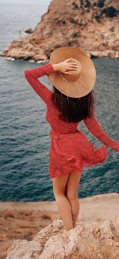 Fond d'écran iPhone Girl Hat Polka Dress 4k