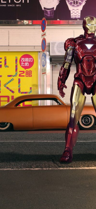 Fond d'écran iPhone Iron Man Standing On Street 4k