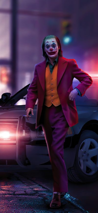 Fond d'écran iPhone Joker Police Car 4k