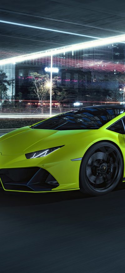 Fond d'écran iPhone Lamborghini Huracan Evo Fluo Capsule Green 4k