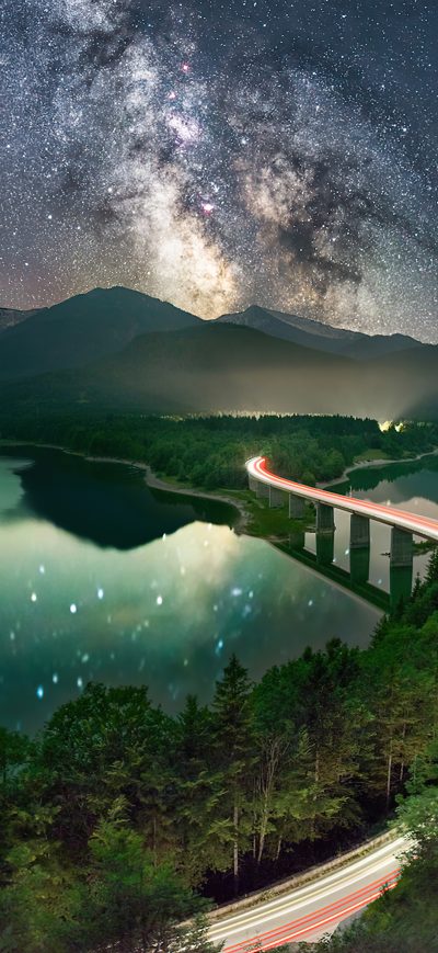 Fond d'écran iPhone Milky Way Road Long Exposure 5k