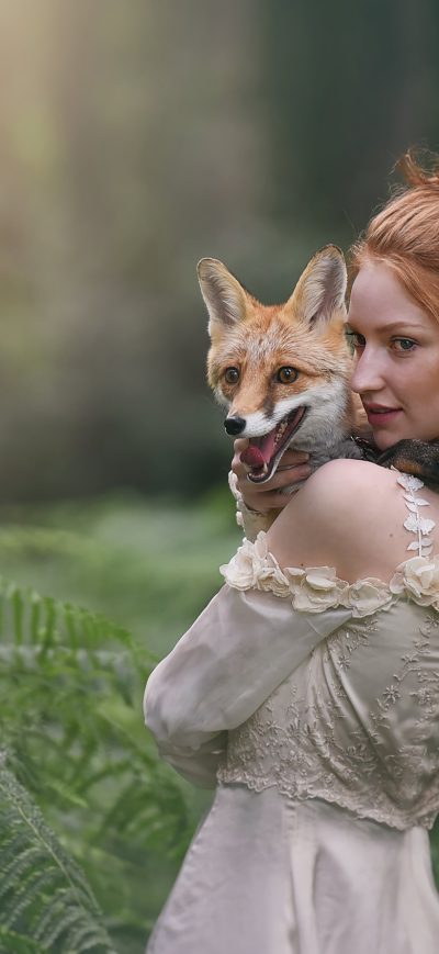 Fond d'écran iPhone Redhead Girl Fox
