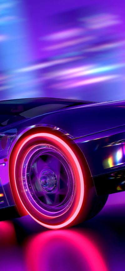 Fond d'écran iPhone Retrowave Car Night 4k