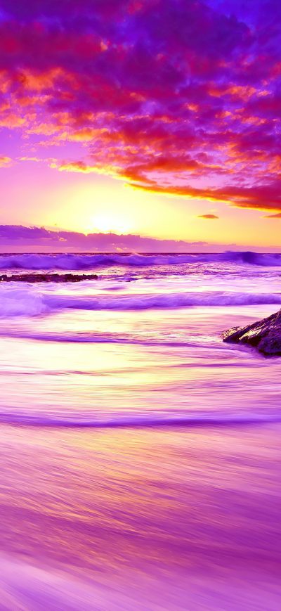 Fond d'écran iPhone Purple Beach Sunset 4k